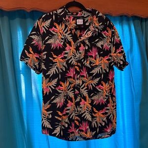 Hurley Black Shirt with Tropical Floral Pattern